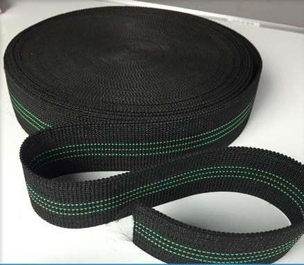 China Indische Elastische Singelband 68g/M van de Stijlbank Zwarte Kleur met 3 Groene Lijnen leverancier