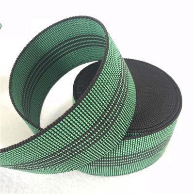 China Breedte 50mm Groene Elastische Singelband met 4 zwarte lijnenpe singelband leverancier